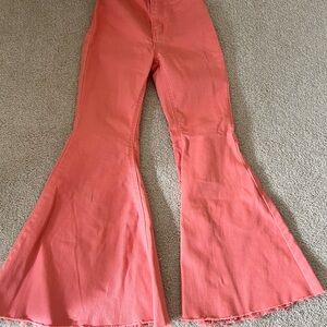 Girls Flared Coral Jeans